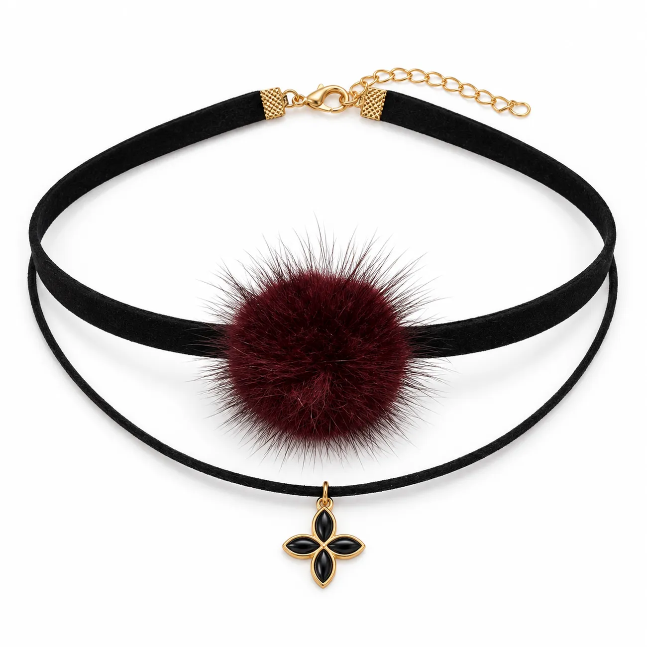 kaelakee-must-kahekihiline-choker-bordoopunase-tuti-ja-ripatsiga-9097CH00018E6.webp